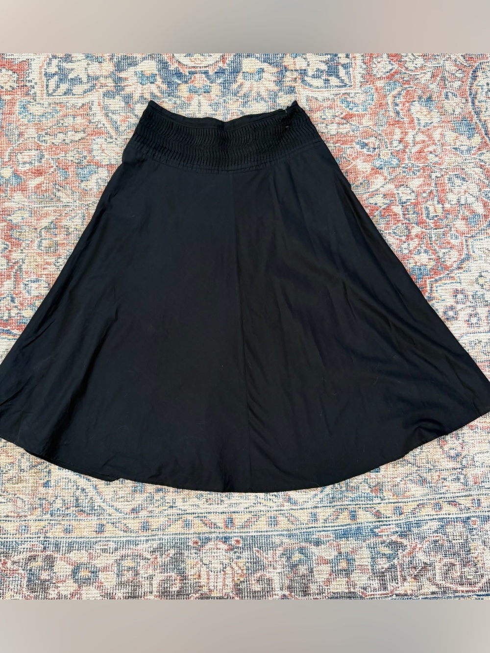 Lauren Ralph Lauren Black Cotton Midi Skirt 2P Pintuck Full A-Line Old Money - Picture 4 of 7